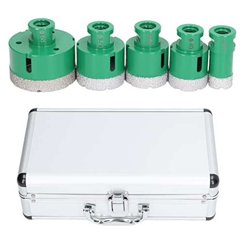 Diamond Hole Saw Set Set Professionellem Kern -Bohrer -Bit -Kit mit M14 -Faden Hochleistung für Marmorfliesen -Glas Keramik 5 Stcs Green Aluminium Box von Segrehy