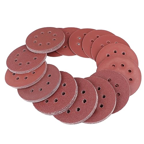 Disc -Schleifpapier 5 Zoll Variety Grit 100pcs, das ein Schleifwerkzeug mit 8 Löchern für Holzbearbeitung aus Metallstein schleifen und 125 mm mahlen von Segrehy