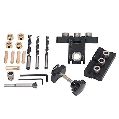 Doweling Jig Drill -Kit Premium Aluminiumlegierung einstellbare Bohrtiefe Dübel Drill Guide Kit für Holzbearbeitungsprojekte mit 3 Drillbits 40 -mm -Klemmspeicher von Segrehy