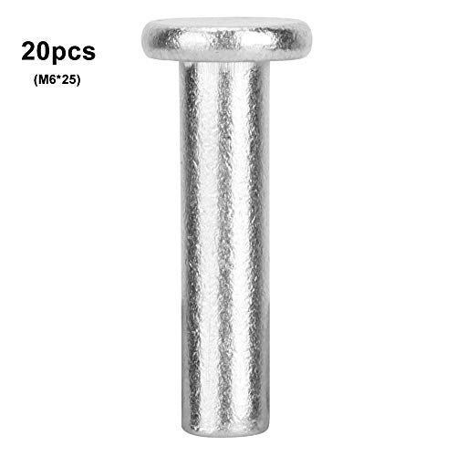 Feste Aluminiumnieten flacher Kopf fester Nieten M6 Aluminium Nieten Hochfestige Korrosionsbestandslösung für Metallarbeiten Tischlerei Automobilreparatur 20pcs (M6*25) von Segrehy