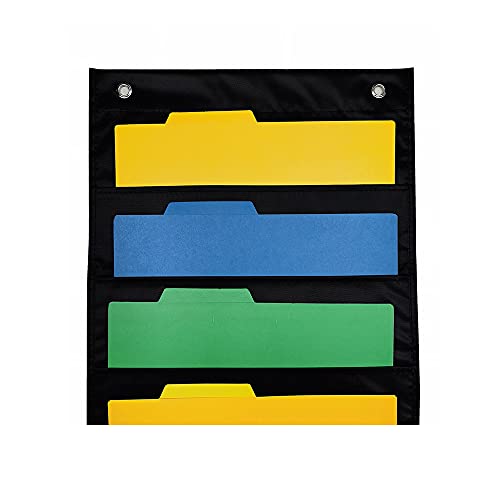 Hanging Wall File Organizer Großer Aufbewahrungstasche mit 5 Taschen 2 Hangers Ordnerhalter Dokument Organisator für Büroschule Klassenzimmer Bibliothek Home Black 14x28 Zoll von Segrehy