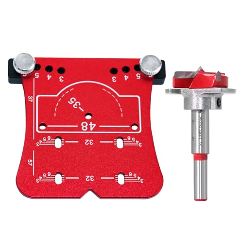 Holzbearbeitung Scharnieröffner 35 -mm -Schrank Tür Scharnier Öffnung Positionierung von Scharnierscharnier -Positionierungsvorlage mit Bohrer für Tischler DIY -Handwerk (Rot) von Segrehy
