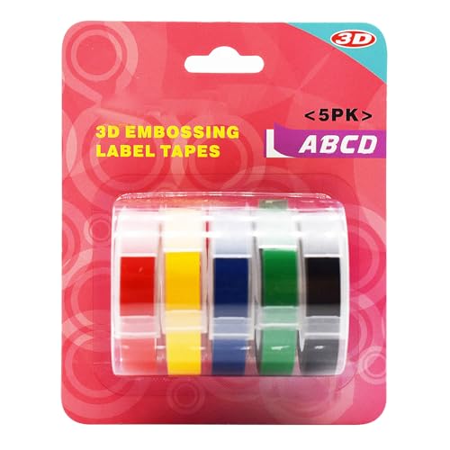 Label Maker Nachfüllungen 5 Pack 3D -Präge -Etiketten Buntes PVC -Klebeband 9mmx300 cm kompatibel mit 12813 12814 1610 1540 1535 1575 17266 für Home Office Organization (Combo a) von Segrehy