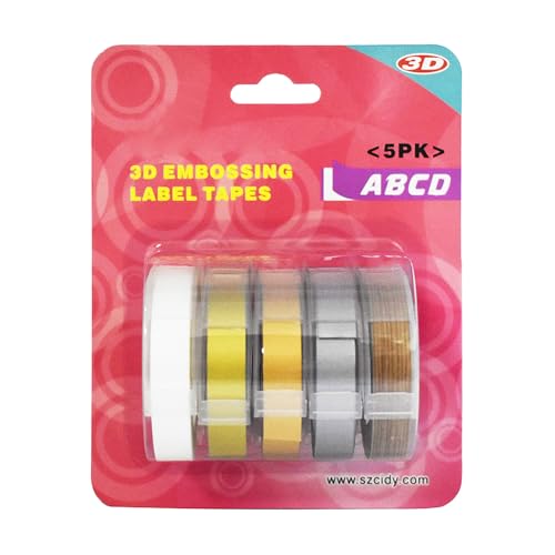 Label Maker Nachfüllungen 5 Pack 3D -Präge -Etiketten Buntes PVC -Klebeband 9mmx300 cm kompatibel mit 12813 12814 1610 1540 1535 1575 17266 für Home Office Organization (Kombination b) von Segrehy