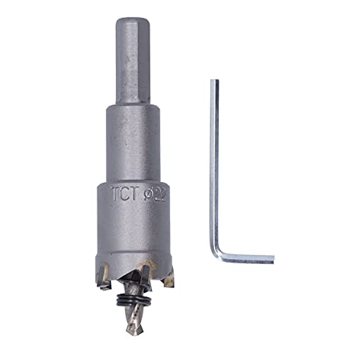 Lochsäge Hochgeschwindigkeitsstahl Drei Blades Neigungswinkel Design Haltbarer Lochschneider für Metall mit Sechskantschlüssel für Gusseisenstahlplatte Dicker Edelstahl geeignet (22 mm) von Segrehy