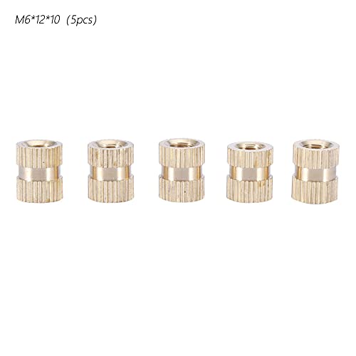 M6 Messingzylinder, gerändelt, rund, geformt im Einsatz, eingebettete Muttern (M6*12 * 10)5pcs)) von Segrehy