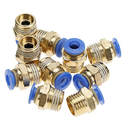 Pneumatische Schnellbeschläge Hochwertiges Metall -Gerade in den Stecker Schnellanschluss für 6 -mm -Luftrohre und pneumatische Werkzeuge 20pcs Set M5 1/8 1/4 3/8 1/2 Faden (PC6-2 10PC) von Segrehy