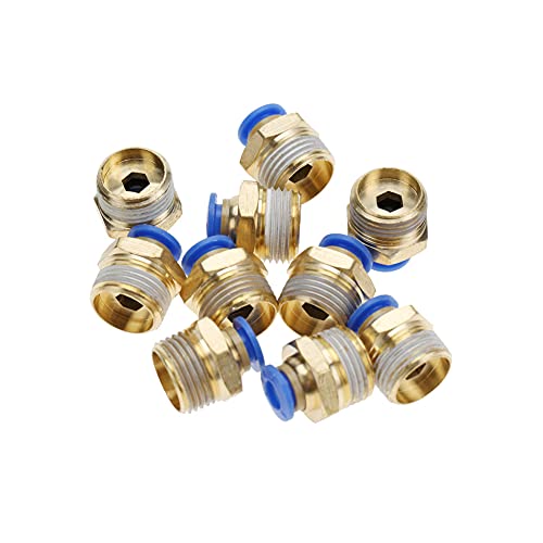 Pneumatische Schnellbeschläge Hochwertiges Metall -Gerade in den Stecker Schnellanschluss für 6 -mm -Luftrohre und pneumatische Werkzeuge 20pcs Set M5 1/8 1/4 3/8 1/2 Faden (PC6-3 8PC) von Segrehy
