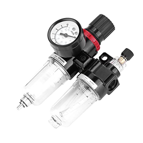 Pneumatischer Luftdruckfilterregler Schmiermittelmesser Feuchtigkeitswasser -Wasser -Wasser -Wasserabscheider G1/4 Premium -Aluminiumlegierung Kunststoff Black 15,7 cm 345 g für von Segrehy