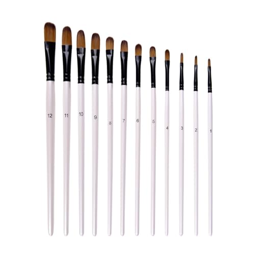 Professionell 12pcs Filbert Pinsel Pinsel Set Nylon Haartist Pinsel Pinsel Kit für Acrylöl Aquarellmalerei Erwachsener Kinder Perlen Weiß 27x13x2cm (12pcs Filbert Pinsel) von Segrehy