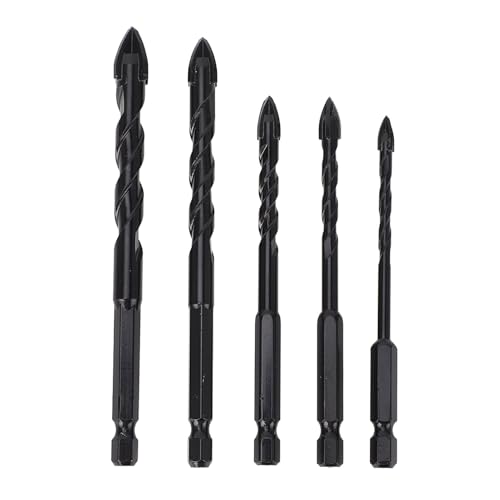 Professionelle Mauerwerksbohrgeräte Set 5pcs Carbid Spipps Betonbohrer mit Hex -Schaft für Fliesenglas Keramikholz Marmor und Ziegelbohrungen (Typ 1 (5 mm 6 mm 8 mm 10 mm 12 mm)) von Segrehy