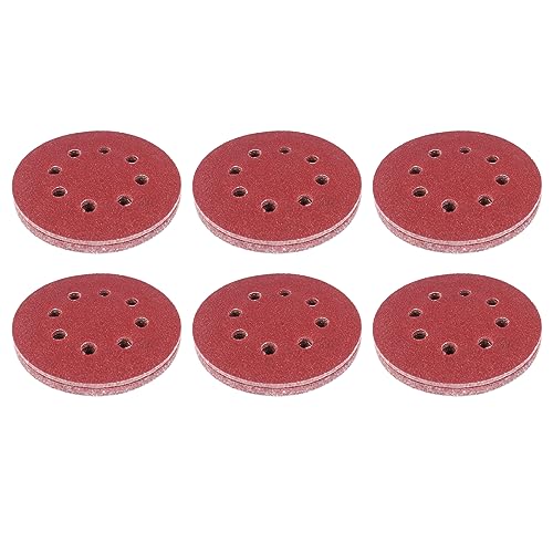 Schleifscheibe 5in rundes Sandpapier 60 pcs Haken und Schleifenverschluss Orbital -Schleifpapier für Holzmetallsteinpolieraluminiumoxid 8 Loch Design von Segrehy