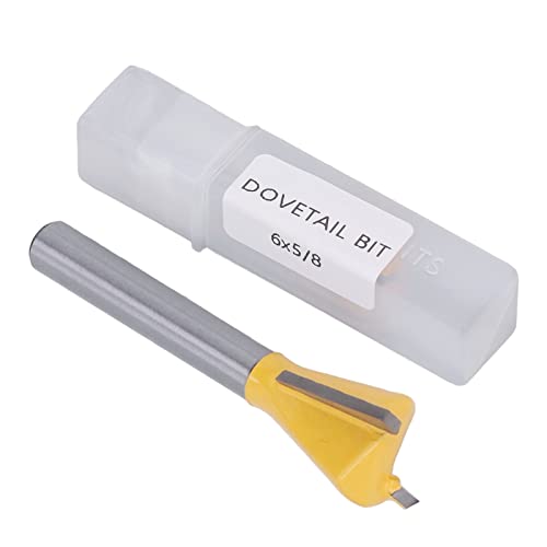 Schwalbenschwanzbit -Router Bit 6mm Schaft -Wolframlegierung Carbid Ptfe -Beschichtung Holzbearbeitungskamm Trimmbrüfchen Mahlen Cutter Gelb für Holzbearbeitungsprojekte (6 * 5/8) von Segrehy
