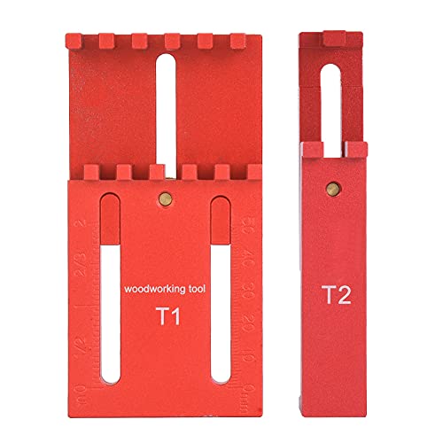 Tiefenmessung Lineal Holzbearbeitungswerkzeug Premium Aluminiumlegierung Messing Konstruktion Langlebiger präziser Messmarkierungsmessgerät für Schreiner -DIY -Projekte T1+T2 Set von Segrehy