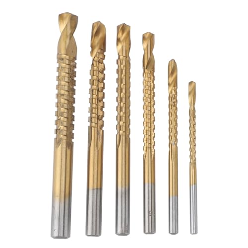 Twist Bohrer Bit gezackt Spiralsägen 6 Stcs Set für Holz PVC Plastikplatine Schamfertigung Titanbeschichtet 3 4 5 6 6,5 8mm von Segrehy