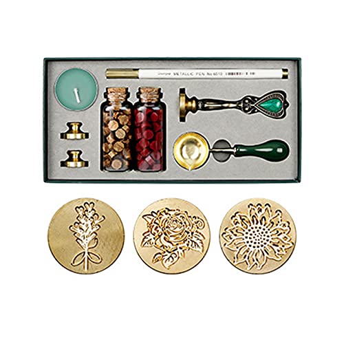 Wachssiegel Kit Wachs Seal Perlen Dichtungswachs -Briefmarken Set mit Schmelzlöffel Kupferkopf Kerze und Stift für Umschläge Briefe Hochzeitseinladungen Handwerk Dekoration (Stil 9) von Segrehy