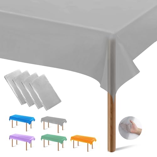 Segus Einwegtischdecken, 4 Stück 137 * 274 Bierbank Tischdecke, Partytischdecken, Tischdecke Wasserdicht für Kindergeburtstag, Hochzeit, Party (Silbergrau) von Segus