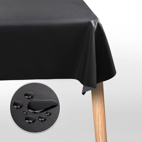 Segus Gartentischdecke, Outdoor Tischdecke 140X200, Abwischbare Tischdecke, PVC Tischdecke Für Garten, Tischtuch Kunststoff für Party, Hochzeiten, Oder Haushalt (Schwarz) von Segus