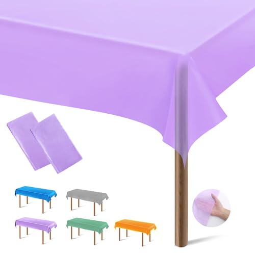 Segus Geburtstag Tischdecke, 2 Stück 137 * 274 Tischdecke Bierzeltgarnitur, Plastiktischdecke Outdoor, Tischdecke Rechteckig, Tischdecke Klappbar für Hochzeit, Party (Hellviolett) von Segus