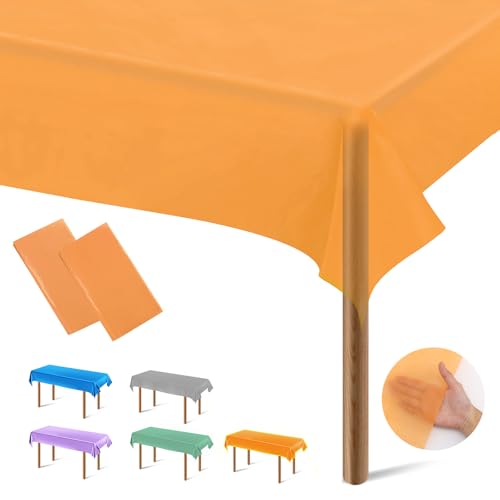 Segus Halloween Tischtuch, 2 Stück 137 * 274 Einweg Tischdecke, Plastik Tischdecken, Geburtstag Tischdecke, Partytischdecken, für Festliche Tage, Party, Kindergeburtstag (Orange) von Segus