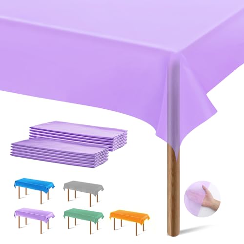 Segus Plastiktischdecke, 10 Stück 137 * 274 Tischdecke Einweg, Tischdecke Kindergeburtstag, Tischdecke Wasserdicht, Tischdecke Klappbar für Familie, Feste, Party (Hellviolett) von Segus