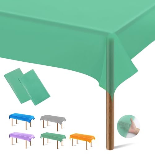Segus Plastiktischdecke Outdoor, 2 Stück 137 * 274 Einweg Tischdecke, Bierbank Tischdecke, Tischdecke Klappbar für Kindergeburtstag, Hochzeit, Party (Salbei Grün) von Segus