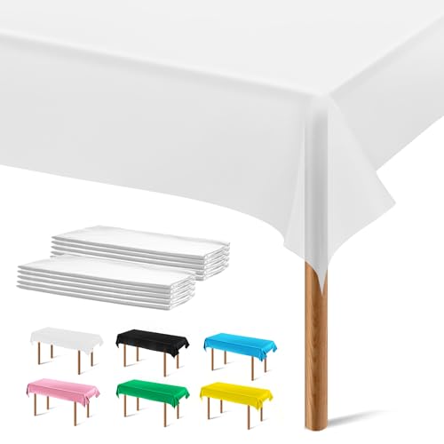Segus Tischdecke Bierzeltgarnitur, 10 Stück 137 * 274 Einwegtischdecken, Abwischbare und Wasserdicht, Tischdecke Modern für Party, Picknick, Geburtstags (Weiß) von Segus