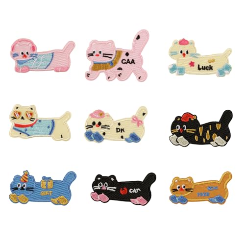 Sehuby 9 Stück Cartoon Katzen bestickte Flicken zum Aufbügeln Tier dekorative Patches Nähen auf Applikation Patches für Kleidung Sehuby 9 Stück Cartoon Katzen bestickte Flicken zum Aufbügeln Tier dekorative Patches Nähen auf Applikation Patches für Kleidung von Sehuby