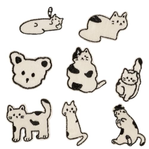Sehuby Aufnäher zum Aufbügeln mit Cartoon-Katzen, Tier-Reparaturflicken zum Aufnähen für Kleidung, Jeans, Hüte, Rucksäcke, 8 Stück Sehuby Aufnäher zum Aufbügeln mit Cartoon-Katzen, Tier-Reparaturflicken zum Aufnähen für Kleidung, Jeans, Hüte, Rucksäcke, 8 Stück von Sehuby