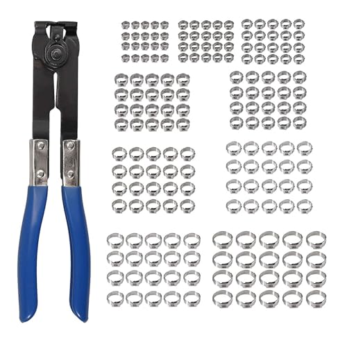Sehuby Edelstahl-Schlauchschellen, 5,8–21 mm, einohrdicht, mit Zange, Befestigungswerkzeug, passend für sichere Rohrinstallation Sehuby Edelstahl-Schlauchschellen, 5,8–21 mm, einohrdicht, mit Zange, Befestigungswerkzeug, passend für sichere Rohrinstallation von Sehuby