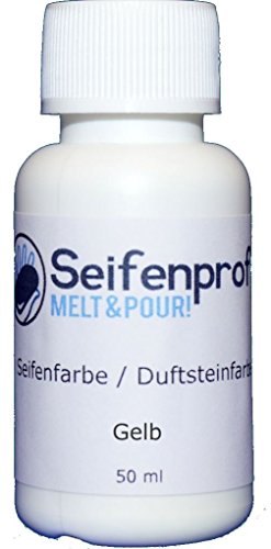 Seifenprofis 50 ml Seifenfarbe (Gelb) Badebomben 100% vegan biologisch Farbe zur Seifenherstellung Normal- oder Pigmentbasis von Seifenprofis