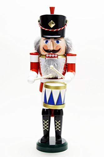 Seiffener Volkskunst Nussknacker "Trommler" rot ca. 39 cm, Erzgebirgskunst, Weihnachtsdeko, Nußknacker, Weihnachten, Holzmann, Holzfigur von Seiffener Volkskunst