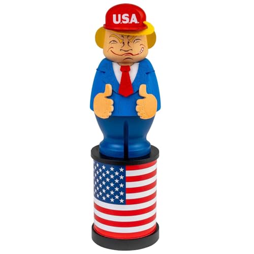 Seiffener Volkskunst Räuchermännchen Räucherfigur Donald Trump | Handgefertigte Holzfigure | Erzgebirge Sammelfigur Politiker | 20530 | Höhe 22 cm | Donald Macht Dampf von Seiffener Volkskunst