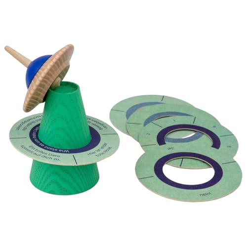 Seiffener Volkskunst | UFO-Kreisel Spiel | Kreatives Orakel- und Gesellschaftsspiel | Partyspiele für Familie & Freunde | Handarbeit aus Seiffen Erzgebirge | Originelles Geschenk für Spielabende von Seiffener Volkskunst
