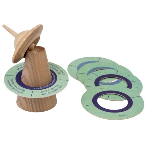Seiffener Volkskunst | UFO-Kreisel Spiel | Kreatives Orakel- und Gesellschaftsspiel | Partyspiele für Familie & Freunde | Handarbeit aus Seiffen Erzgebirge | Originelles Geschenk für Spielabende von Seiffener Volkskunst