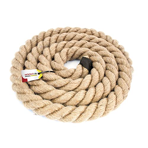 Seiletech.de JUTESEIL | 10m | 30mm Stark | Naturfasern Absperrseil Jute Tauwerk gedreht Tau Seil Tauziehen DIY Dekoration Deko Seil von Seiletech.de