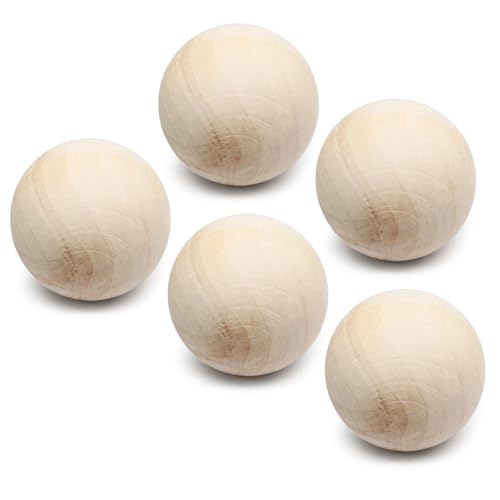 Seimneire 5 Stück 50 mm Naturholzkugeln, unlackierte Holzkugeln, kleine runde Kugeln, dekorative Kugeln, Bastelkugel für DIY Malerei von Seimneire