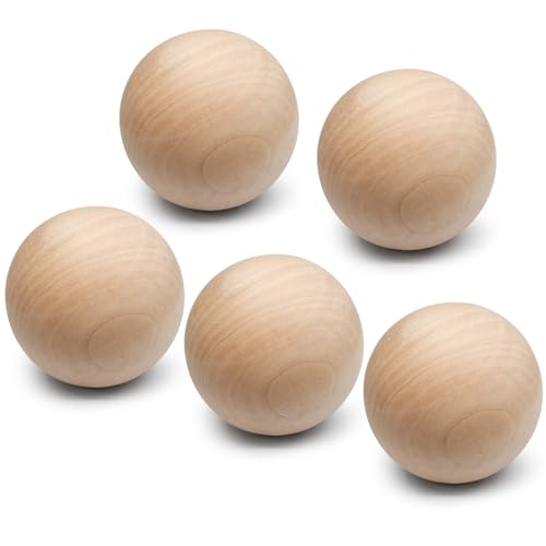 Seimneire Naturholzkugeln, unlackierte Holzkugeln, kleine runde Kugeln, dekorative Kugeln, Bastelkugel für DIY-Malerei, 70 mm, 5 Stück von Seimneire