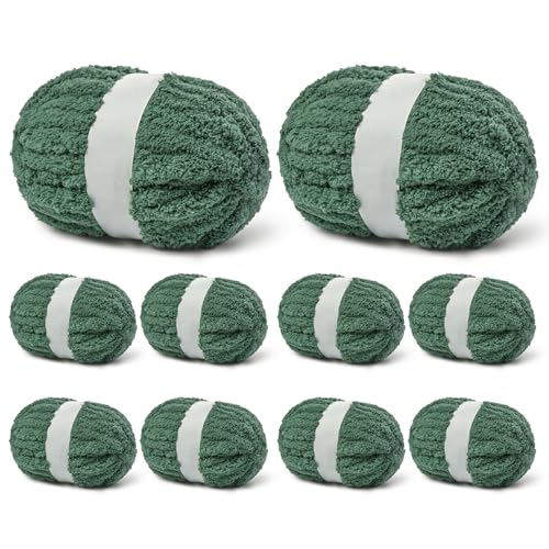10 Stück rauchgrünes Jumbo-dickes Garn, Chenille-Garn zum Häkeln, grobes Garn zum Handstricken, weiche Plüschgarne, 240 m/1,998 g, super sperrige Decken-Häkelgarne 10 Stück rauchgrünes Jumbo-dickes Garn, Chenille-Garn zum Häkeln, grobes Garn zum Handstricken, weiche Plüschgarne, 240 m/1,998 g, super sperrige Decken-Häkelgarne von Sekafris