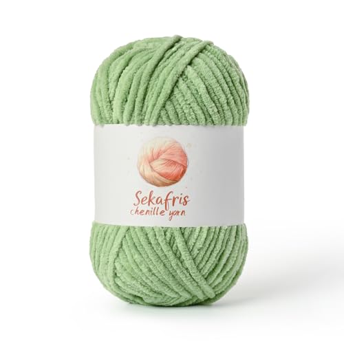 Avocado-grünes, grobes Chenille-Garn zum Häkeln, sperrige Samtgarne zum Häkeln, Babygarn zum Häkeln, weiche Decke, 130 m/100 g, flauschiges Amigurumi-Häkelgarn Avocado-grünes, grobes Chenille-Garn zum Häkeln, sperrige Samtgarne zum Häkeln, Babygarn zum Häkeln, weiche Decke, 130 m/100 g, flauschiges Amigurumi-Häkelgarn von Sekafris