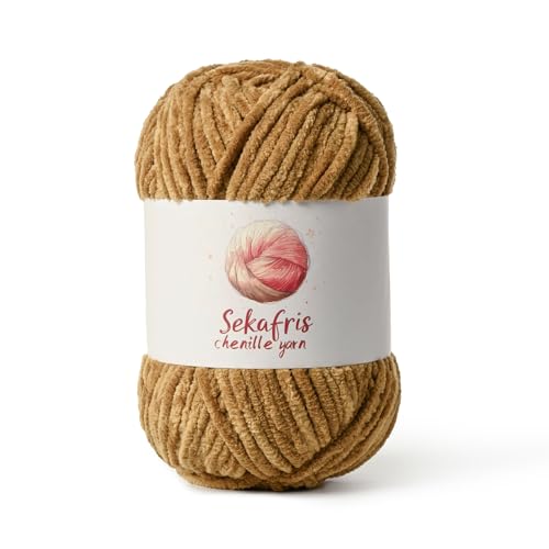 Braunes grobes Chenille-Garn zum Häkeln, sperrige Samtgarne zum Häkeln, Babygarn zum Häkeln, weiche Decke, 130 m/100 g, flauschiges Amigurumi-Häkelgarn Braunes grobes Chenille-Garn zum Häkeln, sperrige Samtgarne zum Häkeln, Babygarn zum Häkeln, weiche Decke, 130 m/100 g, flauschiges Amigurumi-Häkelgarn von Sekafris