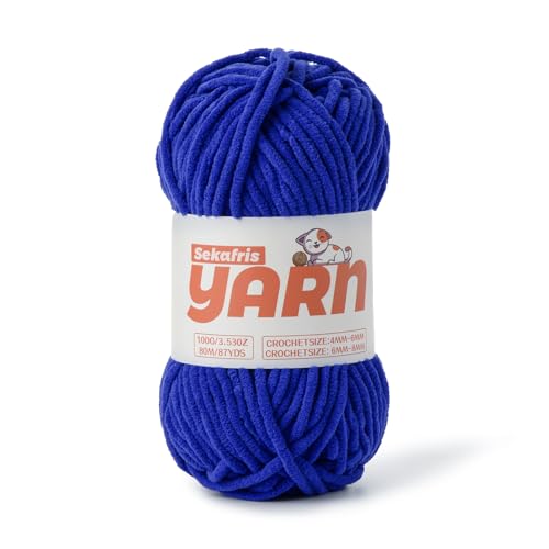 Dickes Chenille-Garn zum Häkeln, Babygarn zum Häkeln, weiche Decke/Amigurumi, 100 g, super sperriges, flauschiges Samt-Strick-/Häkelgarn Dickes Chenille-Garn zum Häkeln, Babygarn zum Häkeln, weiche Decke/Amigurumi, 100 g, super sperriges, flauschiges Samt-Strick-/Häkelgarn von Sekafris