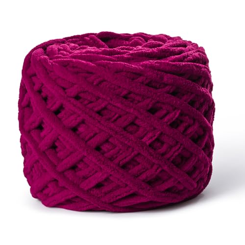 Flauschiges Chenille-Garn zum Häkeln, 100 g, Babygarn zum Häkeln, weich, Samtgarne für Häkeldecken, Amigurumi-Häkelgarne (Angola-Rot) von Sekafris