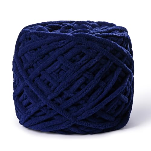 Flauschiges Chenille-Garn zum Häkeln, 100 g, Babygarn zum Häkeln, weich, Samtgarne für Häkeldecken, Amigurumi-Häkelgarne (Marineblau) von Sekafris