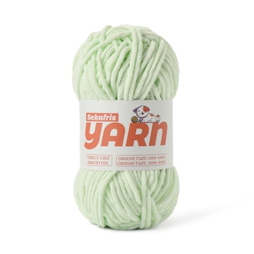 Grobes Chenille-Garn zum Häkeln, Babygarn zum Häkeln, weiche Decke/Amigurumi, 100 g, super sperriges, flauschiges Samt-Strickgarn Grobes Chenille-Garn zum Häkeln, Babygarn zum Häkeln, weiche Decke/Amigurumi, 100 g, super sperriges, flauschiges Samt-Strickgarn von Sekafris