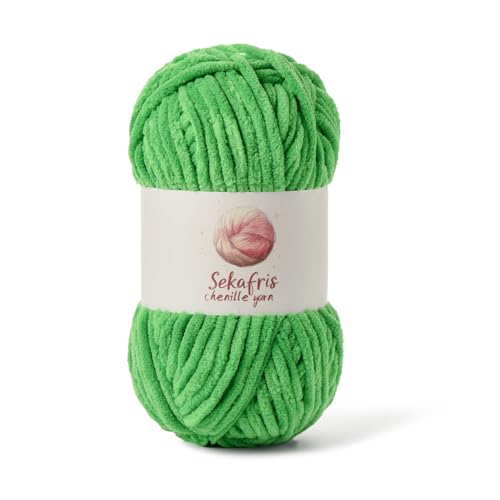 Grobes Chenille-Garn zum Häkeln, Babygarn zum Häkeln für weiche Decke, 87,4 Yds / 99,2 g Häkelgarn, sperrige 5 Amigurumi-Garne, flauschige Samtgarne zum Stricken Basteln (Weihnachtsgrün) von Sekafris