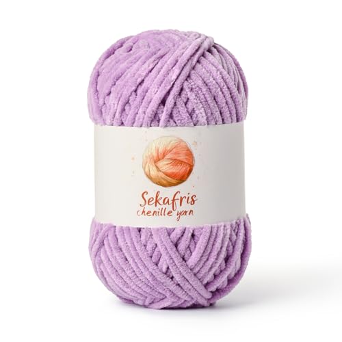 Hellviolettes grobes Chenille-Garn zum Häkeln, sperrige Samtgarne zum Häkeln, Babygarn zum Häkeln, weiche Decke, 130 m/100 g, flauschiges Amigurumi-Häkelgarn Hellviolettes grobes Chenille-Garn zum Häkeln, sperrige Samtgarne zum Häkeln, Babygarn zum Häkeln, weiche Decke, 130 m/100 g, flauschiges Amigurumi-Häkelgarn von Sekafris