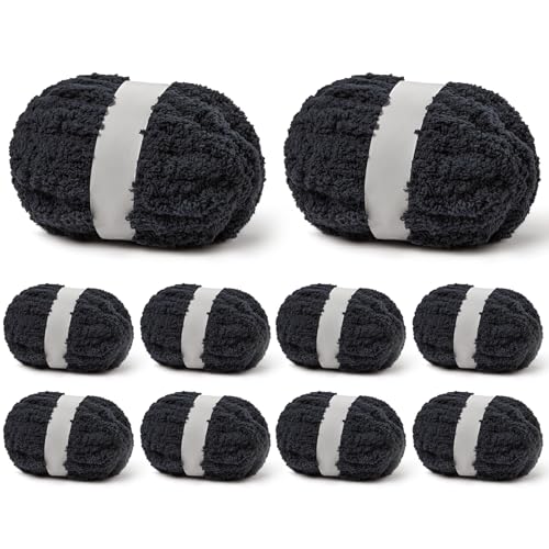 Jumbo-Garn zum Häkeln, grobes Garn zum Handstricken, weiches Plüschgarn, 10 Stück, karbongrau, 1,998 g, super sperrige Decken-Häkelgarne Jumbo-Garn zum Häkeln, grobes Garn zum Handstricken, weiches Plüschgarn, 10 Stück, karbongrau, 1,998 g, super sperrige Decken-Häkelgarne von Sekafris