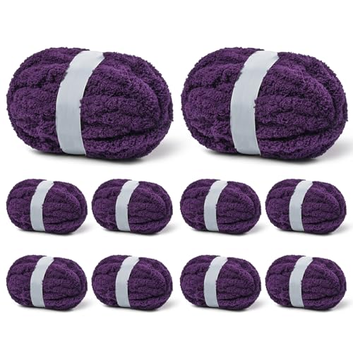 Jumbo-Strickgarn, dickes Chenille-Garn zum Häkeln, grobes Garn zum Handstricken, weiche Plüschgarne, 240 m/1,998 g, super sperrige Decken-Häkelgarne, 10 Stück von Sekafris
