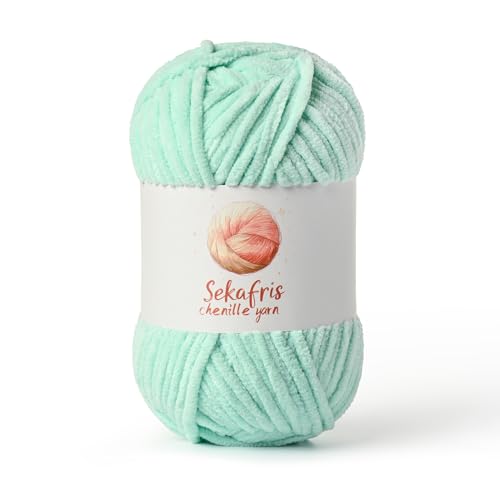 Mintgrünes, grobes Chenille-Garn zum Häkeln, sperrige Samtgarne zum Häkeln, Babygarn zum Häkeln, weiche Decke, 130 m/100 g, flauschiges Amigurumi-Häkelgarn Mintgrünes, grobes Chenille-Garn zum Häkeln, sperrige Samtgarne zum Häkeln, Babygarn zum Häkeln, weiche Decke, 130 m/100 g, flauschiges Amigurumi-Häkelgarn von Sekafris